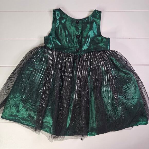 Cherokee Holiday Party Dress Green Silver Tulle & Tafetta 2T - Picture 2 of 6